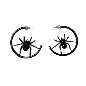 Spiderweb Black Hoop Earrings